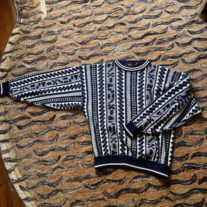 Men's Geometric Navy Crewneck Sweater